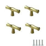 Yuqim 4 Pack Cabinet Knobs Drawer Knobs Bamboo Shape Cabinet Pull Handles 2 Inch Length Cabinet Hardware Dresser Knobs(Gold)