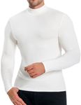 ZAFUL Men's Mock Turtleneck Shirts Long Sleeve Lightweight Turtle Neck Undershirt Tops Pullover Ribbed Base Layer T Shirts, Off-white, Large