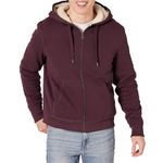 Amazon Essentials Men's Sherpa-Lined Full-Zip Fleece Hoodie, Burgundy, L