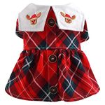 KUTKUT Red Plaid Sailor Collar Button Decor Dress For Small Dogs, Cute Skirt Dress For Puppy, Cats & Dogs For Shihtzu Puppy, Etc (Size: M, Chest: 40Cm, Length: 30Cm)