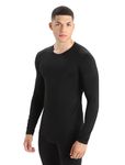 Icebreaker Merino Men's 200 Oasis Long Sleeve Crewe, Black, L