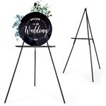 VISWIN 63" Wooden Tripod Display Easel Stand for Wedding Sign, Poster, A-Frame Artist Easel Floor with Tray for Painting, Canvas, Foldable Easel - Black