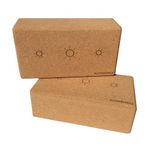 Sunshima Cork Yoga Block Set (2 Pack) – Premium 100% Natural Cork Blocks with Skin-friendly Non-Slip Grip for Beginners and Advanced Yoga and Pilates Classes, Home Fitness Yoga Accessories