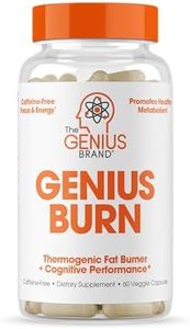 Genius Thermogenic Fat Burner, 60 Diet Veggie Pills - Weight Loss & Metabolism Supplement, Appetite Suppressant & Energy Booster - Caffeine-Free Nootropic Focus & Brain Boost - Ashwagandha & TeaCrine
