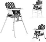 Dream On Me Curio Sit N Seek 3 in 1 Convertible Baby High Chair in Grey, Removable and Adjustable Tray, Portable High Chair, Adjustable Legs, Detachable Footrest, PU Fabric & 5 Point Safety Harness