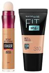 Maybelline New York Instant Age Rewind Concealer, Caramel, 6Ml And New York Fit Me Matte+Poreless Liquid Foundation Medium Coverage For Oily Skin Tube, 310 Sun Beige, 18Ml, Pack Of 1