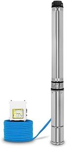 EBERTH 4" Tiefbrunnenpumpe Brunnenpumpe aus rostfreiem Edelstahl, Elektrisch 1100W, Durchmesser Pumpe 4 Zoll (10cm), Anschlussgewinde 1 1/2 Zoll, Stromkabel 20m, Förderhöhe max. 74m, mit Schmutzsieb