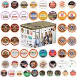 Custom Variety Pack Coffee, Tea, and Hot Chocolate Holiday Winter Sampler - Single Serve Pods for Keurig K-Cup Machines, includes Grove Square and Crazy Cups Hot Cocoa, 50 Assorted Flavors Party Mix