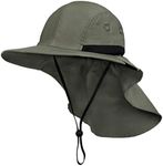 SUN CUBE Mens Fishing Hat with Neck Flap for Men | Sun Hat with Wide Brim for Hiking Safari Hat with Neck Cover for Outdoor Sun Protection UPF50+ | Olive
