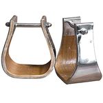 HILASON Western Nickle Plated Wooden Stirrups Pair with 5.5 Inches Height