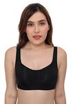 PLUMBURY Full Support Minimizer Everyday Nylon Spandex Bra For Women Full Coverage | Wireless| Padded With Seamless Soft Cups, Size 34 To 40 Black