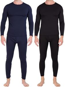 Real Essentials 4 Piece: Men's Thermal Underwear Sets - Long Sleeve Top & Bottom Fleece Long Johns (Available in Big & Tall), Set 2