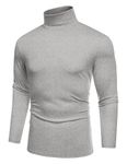 COOFANDY Turtle Neck Top for Men Long Sleeved Roll Neck Top Long Sleeve T-Shirt Polo Neck Jumper Sweater Basic Thermal Top Base Layer Thin Winter Jumper Light Grey L