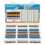 AUKENIEN 1/2W Resistor Kit 40 Values 400pcs 1/2 Watt Metal Film Resistors Assortment Kit 1 Ohm to 1M Ohm Fixed Assorted Resistors Pack Common Sil Resistor Set RoHS Compliant with ±1% Tolerance