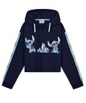 Disney Stitch Hoodie for Girls - Cropped Sweatshirt Fashion Top for Girls and Teenagers 7-14 Years - Stitch Gifts (11-12 Years, Navy)