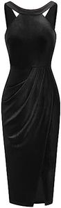 GRACE KARIN Abito Donna Elegante Senza Maniche Tinta Unita Scollo Americano Sexy da Cerimonia da Sera Nero M