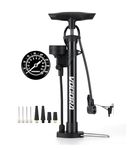 VOGORA Bike Pump with Top-Mounted Gauge (ProView), Bicycle Pump with Presta & Schrader Valves for all Bikes, Stable Foldable Floor Pump, Fast Inflation for Road & MTB Bikes, 2-Year Warranty