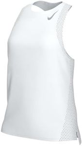 NIKE Women's W Nk Df Race Singlet Vest, White/Reflective Silv, M