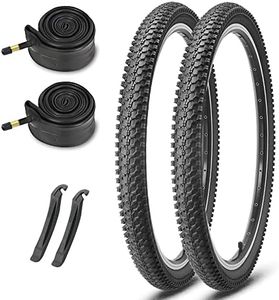 26-inch Mountain Bike Tires Set: MOHEGIA 2-Pack 26x1.95 Inch Folding Replacement Bicycle Tires and Inner Tubes with Tire Levers Pair