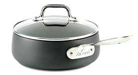 All-Clad HA1 Hard Anodized Nonstick Saucepan 2.5 Quart Induction Oven Broiler Safe 500F, Lid Safe 350F Pots and Pans, Cookware Black