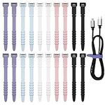 20PCS Adjustable Silicone Cable Ties, Elastic Cable Ties, 4.5 Inch Silicone Cable Ties Cord Organizer Straps, Reusable Cable Zip Ties for Charging Cables USB Cables Earphones Line