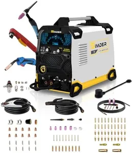 SSIMDER MIG Welder 200A Plasma Cutter Welder Combo 10 in 1 multiprocess welder Pulse MIG/Gas MIG/Flux Core/HF TIG/Stick/Cut Aluminum Welder With Consumables Set for Home DIY Outdoor
