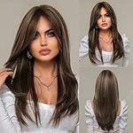 EMMOR Brown Wigs for Women,Long Lay