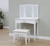 Frenchi Furniture Vanity, Cherry, White, Three Mirror