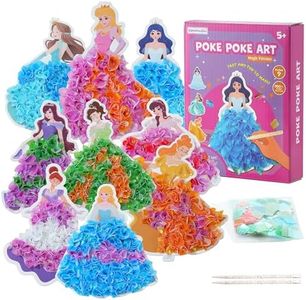 9PC Poke Art Kit for Girls Ages 4-8 | Princess Theme DIY Craft Kit | Mess-Free Fabric Puncture Painting | Creative Activity Gift for 6-12 Year Old Girls | Birthday Party Art Set