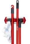 Vileda Mop and Broom Holder Wall Mount | Wall Organizer for Garage, Laundry Room, Broom Closet | Features 3 Hooks and 3 Grippers for Cleaning Supplies Hanger Rack