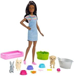 Barbie - Cuidadora de Mascotas Muñeca con Animales y Accesorios (Mattel FXH12)