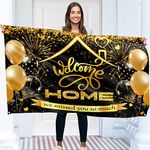 Welcome Home Banner - Welcome Back banner - Welcome Home decorations - 5ft x 3ft with picture of Welcome Home Balloon - Vivid Digital Print - 110Den Thick polyester - Double Seam (Black)