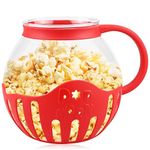 2L Popcorn Maker Machine, Microwave Popcorn Popper, Borosilicate Glass Bowl, Healthy Less Fat, Low Calorie, BPA Free Snack Pop Corn Air Poppers For kids Movie Nights Parties Home