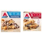 Atkins Snack Bars - Caramel Chocolaty Nut Roll, Low Sugar, Keto-Friendly, High Fibre, 2g Sugar, 3g Carbs, 5ct & Protein Bars - Chocolaty Peanut Butter Pretzel, Low Sugar, Keto Friendly, High Protein