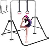 FBSPORT Folding Gymnastic Training Kip Bar with Rings,Expandable Gymnastics Bars Horizontal Bars Adjustable Height Fitness Equipment for Home/Floor/Practice/Gymnastics/Trainning/Parkour (Black)