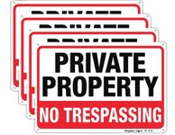 Large No Trespassing Signs Private Property Metal 10x14 Inch Rust Free Aluminum,UV Ink Printing,Durable/Weatherproof Up to 7 Years Outdoor for Home (4-Pack)