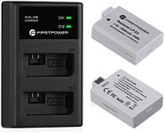 FirstPower LP-E5 Batteries (2 Pack, 1900mAh) and Dual USB Charger Compatible with Canon EOS Rebel XS, Rebel T1i, Rebel XSi, 1000D, 500D, 450D, Kiss X3, Kiss X2, Kiss F