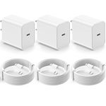 iPhone Charger Apple Charger【MFi Certified】 3 Pack Apple Fast Charging 20W PD USB C Wall Charger Block with Lightning Cable Compatible with iPad iPhone 14/13/12/12 Pro Max/11