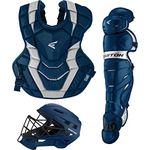 Easton ELITE X Baseball Catchers Equipment Box Set | Intermediate | Navy | 2020 | Large Helmet | Chest Protector + Commotio Cordis Foam | Leg Guards | NOCSAE Approved All Play Levels, Multi, One Size (8065141)