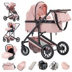 Gcarebb - 3-in-1 Pushchair - City Pushchair with Car Seat - Folding Pushchair with Adjustable Handle Height - Combined Pushchair with High Landscape Aluminium Frame - Suitable for 0-4 Years Old