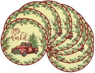 U'Artlines Christmas Round Braided Placemats Set of 8, 15Inch Christmas Truck Washable Round Woven Placemats Table Mats for Xmas Winter Party Kitchen Dining Table