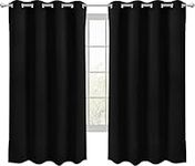 Utopia Bedding Blackout Curtains Grommet 2 Panels [Black, 52W x 63L Inches] Thermal and Sound Insulated Drapes for Bedroom and Living Room