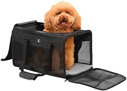 X-ZONE PET Cat Carrier Dog Carrier Pet Carrier for Small Medium Cats Dogs Puppies of 15 Lbs,Airline Approved Soft Sided Pet Travel Carrier,Dog Carriers for Small Dogs - Black Grey Purple Blue Brown (Large, Black)