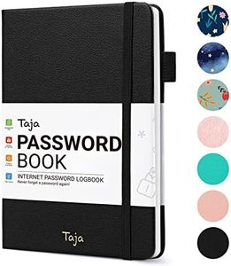 Taja Password Keeper Book with Alphabetical Tabs，Small Password Books for Seniors, Password Notebook for Internet Website Address Log in Detail, Password Logbook to Help You Stay Organized - Black