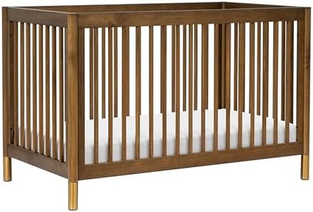 Babyletto Gelato 4-in-1 Convertible Crib with Toddler Bed Conversion in Natural Walnut and Brushed Gold Feet, Greenguard Gold Certified