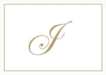Thank You Notes Personalized Stationery Note Cards for Thank You Note Monogrammed Initial Box of 8 Gold Letter J