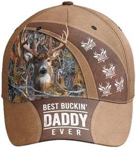 Macorner Personalized Classic Cap, Best Buckin' Dad Ever Custom Papa Grandpa Father, Deer Hunter Gifts, Personalized Adjustable Men Hats, Hunting