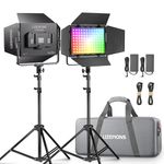 Godox Litemons LP600R 2-Light Kit RGB LED Continuous Lighting Panel 60W CCT 1800K-10000K Supports APP Control with Barndoors, Light Stands