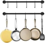 Black Steel-made Kitchen Utensil Rack Organizer Wall-mounted Pot Pan Wall Hanger Holder For Hanging Rail with 10 S Hooks