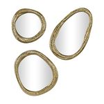 Deco 79 Aluminum Metal Abstract Room Wall Mirror Entryway Mirrors, Set of 3 Wall Mounted Mirrors 23", 19", 15"H, Gold